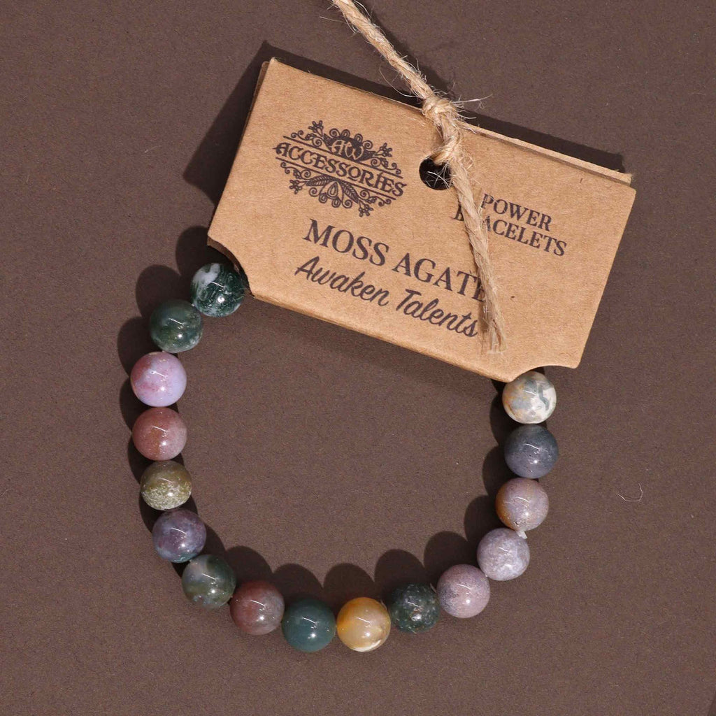 Natural Moss Agate Crystal Bracelet