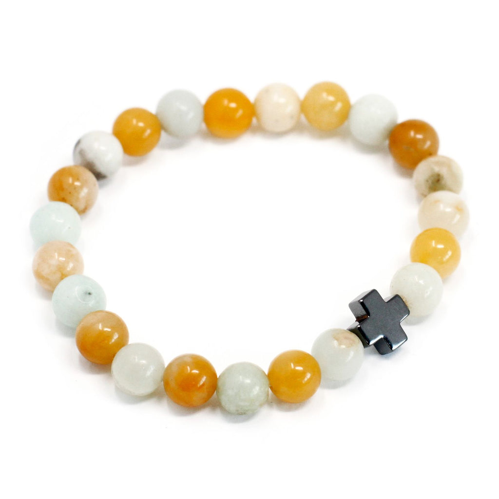 Set of 2  Gemstone Friendship Bracelets Amazonite & Yellow Jasper