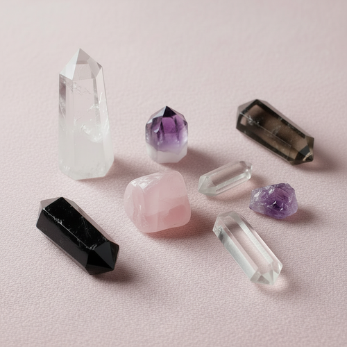 Crystal Points Centred on Soft Pink